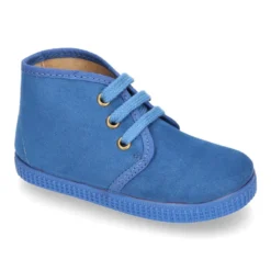 Botita niños CASUAL con cordones en Serratex azulón.