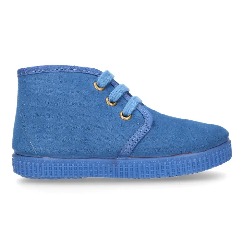 Botita niños CASUAL con cordones en Serratex azulón.