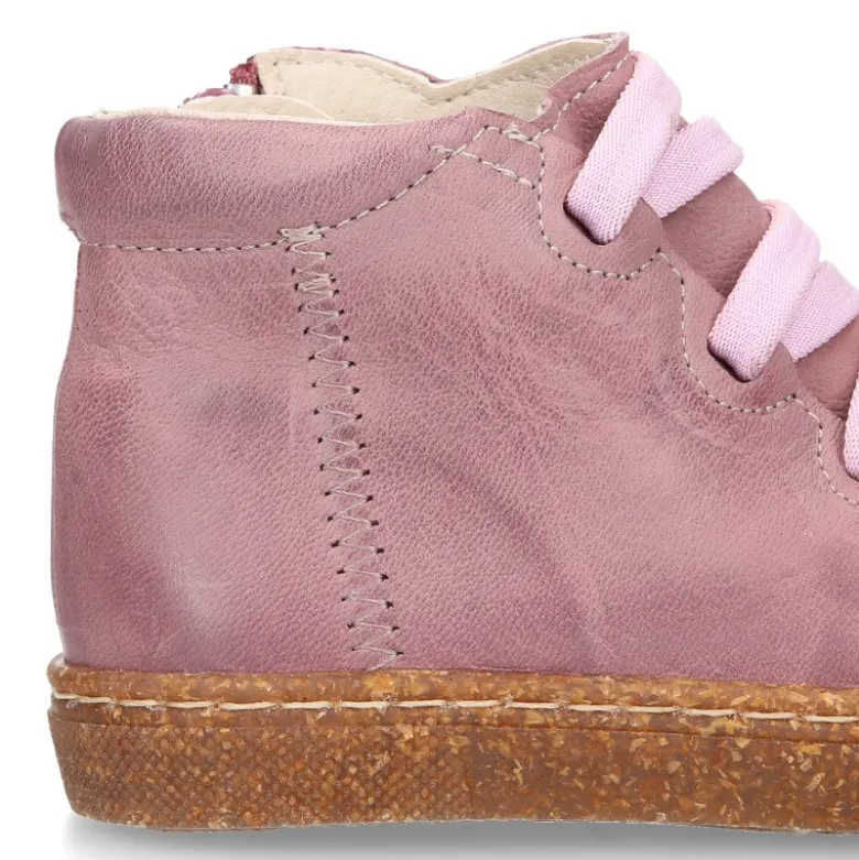 Botita niños OKAA ECO con cordones elásticos y cremallera en Piel Napa RÚSTICA SUAVE.