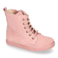 Botita niños tipo ROCKERA con cordones y cremallera en piel serraje.