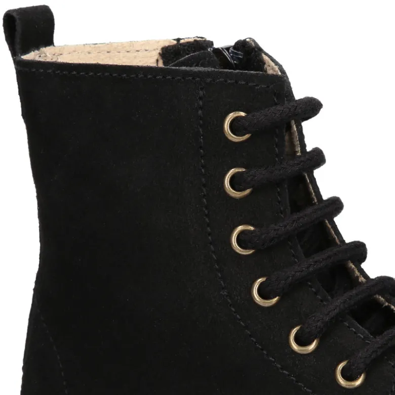 Botita niños tipo ROCKERA con cordones y cremallera en piel serraje.