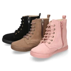 Botita niños tipo ROCKERA con cordones y cremallera en piel serraje.