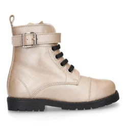 Botita ROCKERA niña cordones en piel LAMINADA VISÓN.