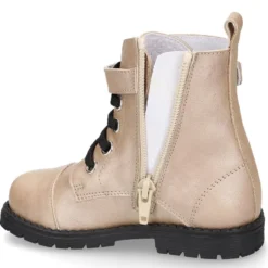 Botita ROCKERA niña cordones en piel LAMINADA VISÓN.