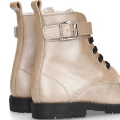 Botita ROCKERA niña cordones en piel LAMINADA VISÓN.