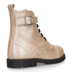 Botita ROCKERA niña cordones en piel LAMINADA VISÓN.