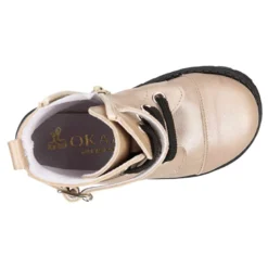Botita ROCKERA niña cordones en piel LAMINADA VISÓN.