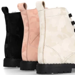 Botita ROCKERA niña cordones en piel tornasolada.
