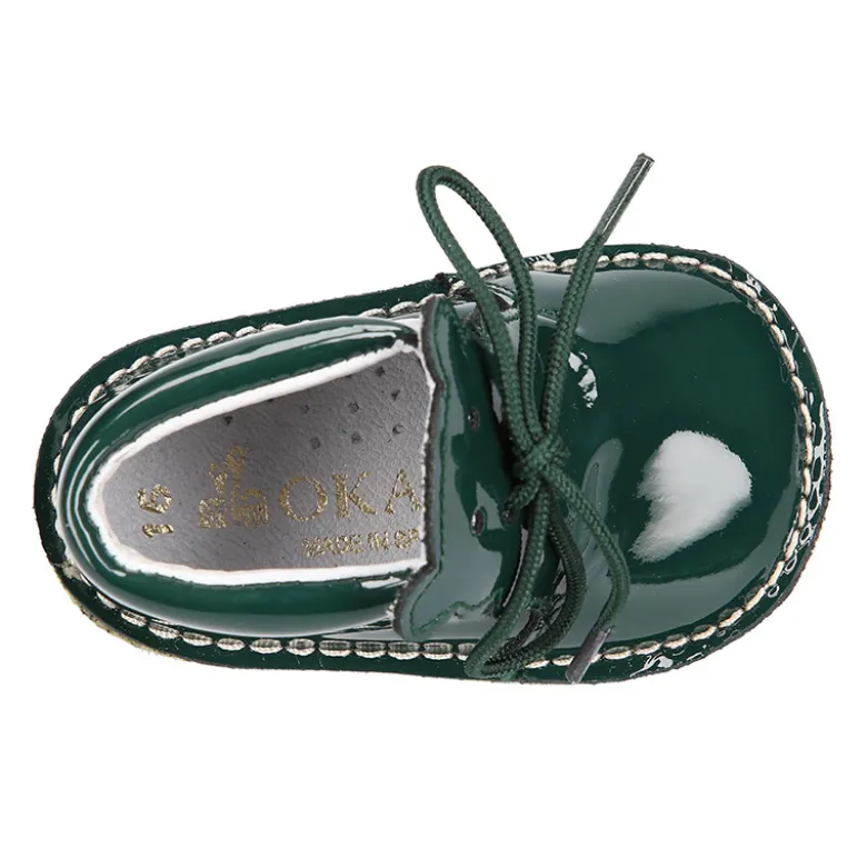 Botita Safari bebé osito con suela SUPER FLEXIBLE en piel charol.