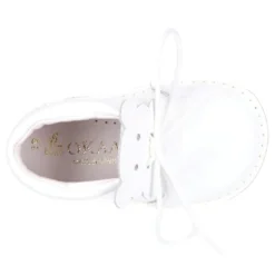 Botita Safari bebé osito con suela SUPER FLEXIBLE en piel charol BLANCO.
