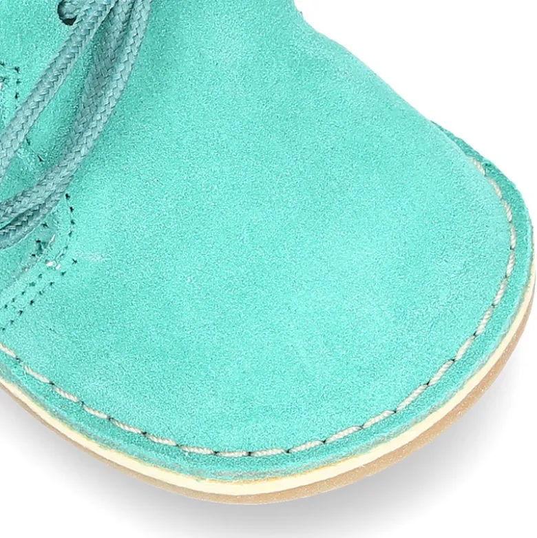 Botita Safari bebé osito con suela SUPER FLEXIBLE en piel serraje en colores pasteles.
