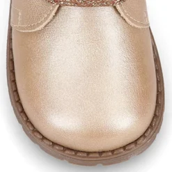 Botita Safari niña con cordones y cuello de pelo en piel PERLADA.