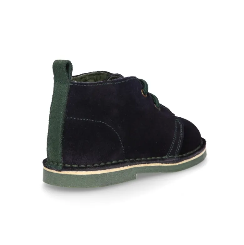 Botita safari niños cordones con BORREGO interior en piel serraje.