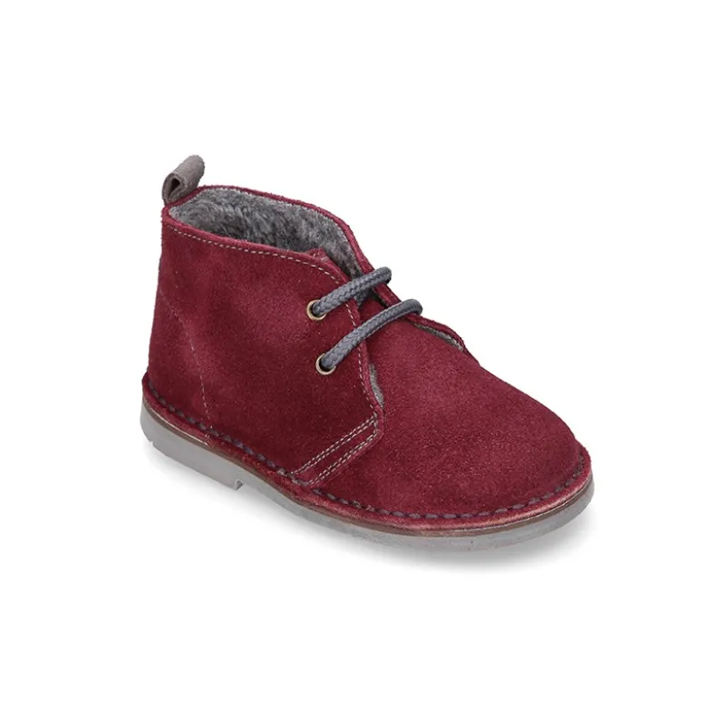 Botita safari niños cordones con BORREGO interior en piel serraje.
