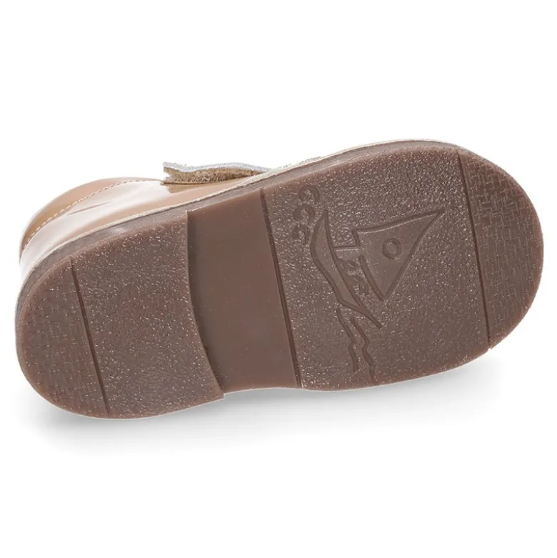 Botita safari niños sin cordones en piel CHAROL.