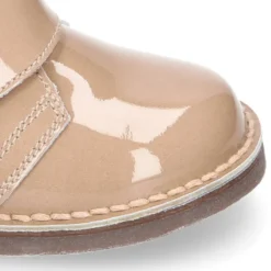 Botita safari niños sin cordones en piel CHAROL.