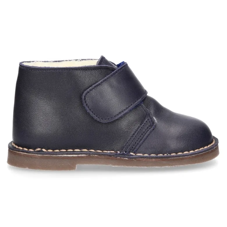 Botita safari niños sin cordones con BORREGO interior en piel EXTRA SUAVE.
