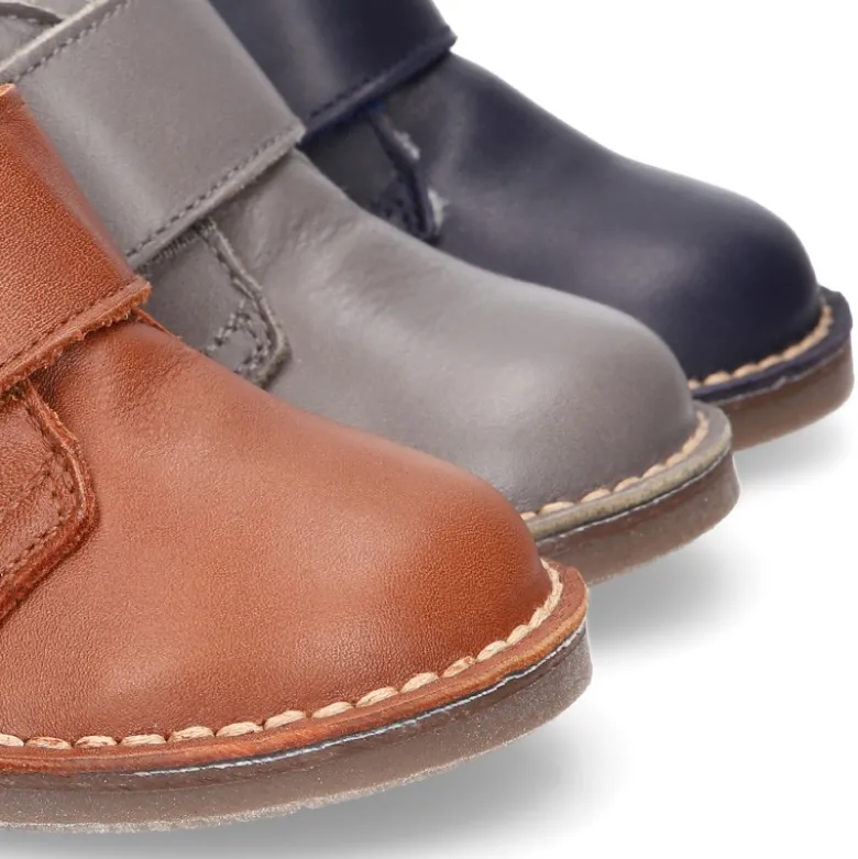 Botita safari niños sin cordones con BORREGO interior en piel EXTRA SUAVE.
