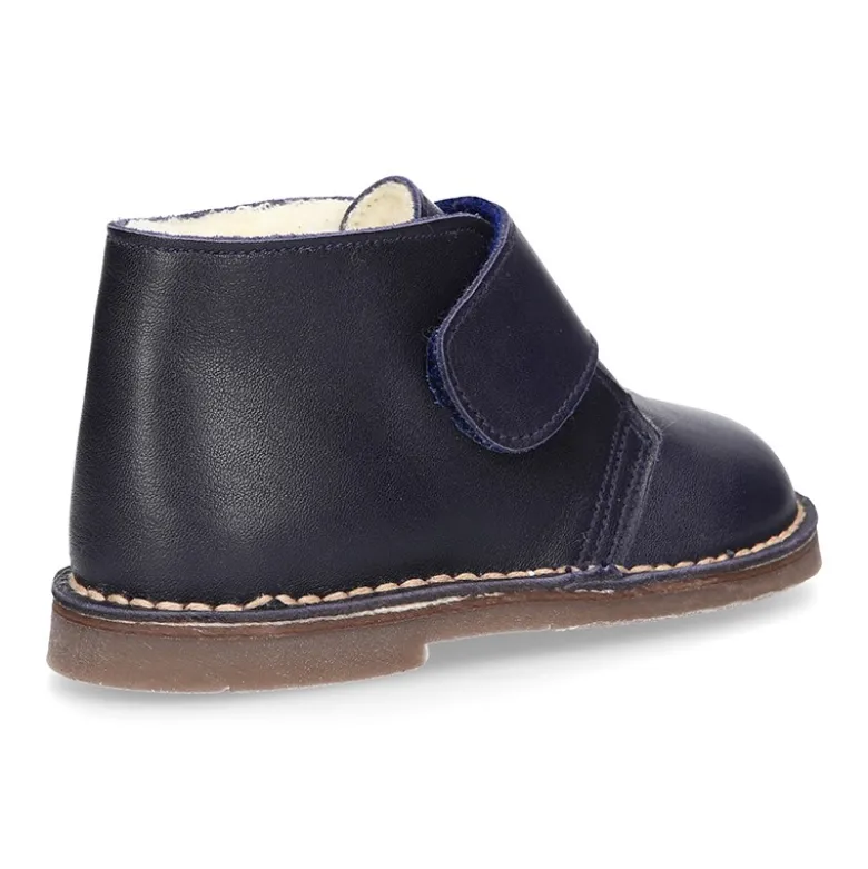 Botita safari niños sin cordones con BORREGO interior en piel EXTRA SUAVE.