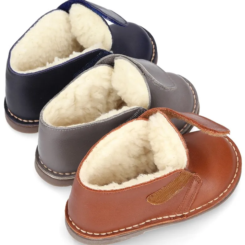 Botita safari niños sin cordones con BORREGO interior en piel EXTRA SUAVE.