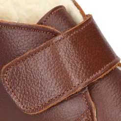 Botita safari niños sin cordones con BORREGO interior en piel CUERO.