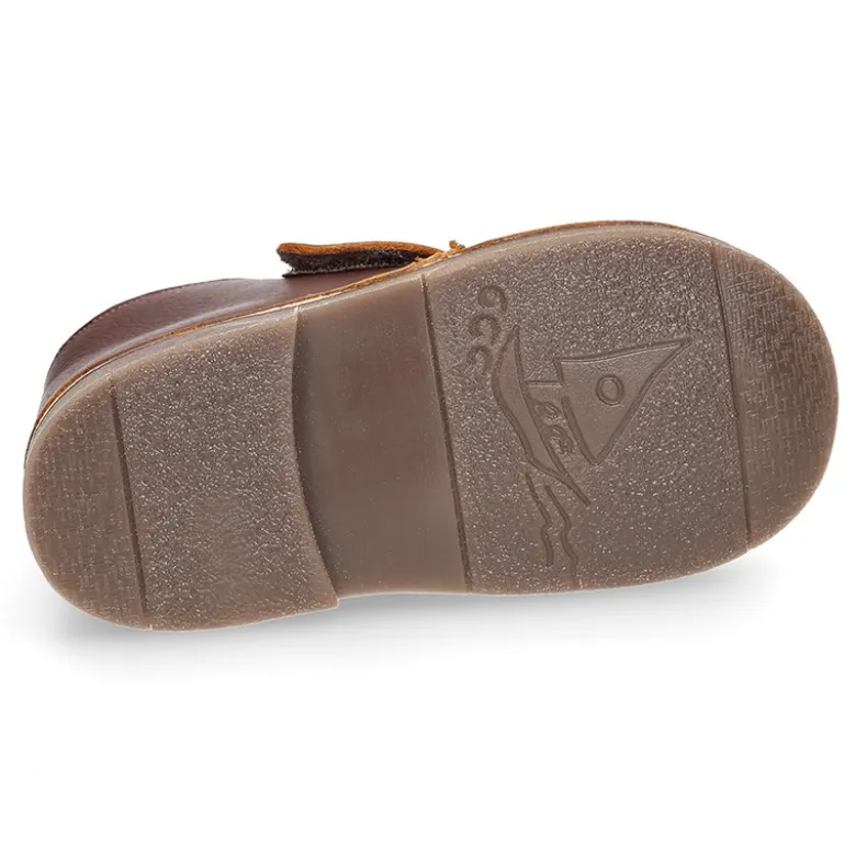 Botita safari niños sin cordones con BORREGO interior en piel CUERO.