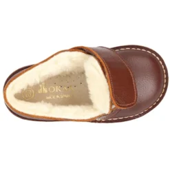 Botita safari niños sin cordones con BORREGO interior en piel CUERO.