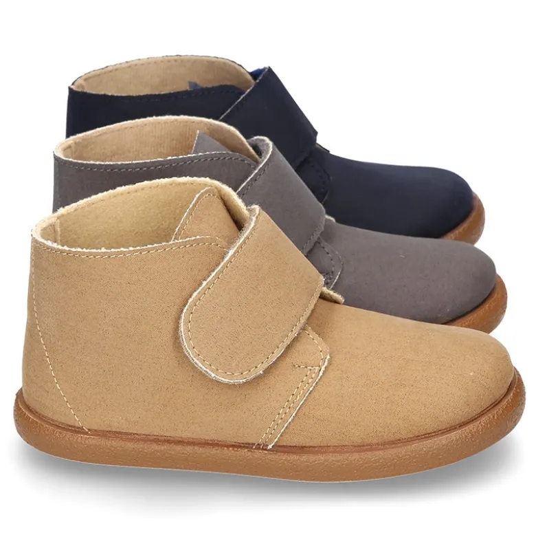 Botitas casual niño sin cordones en piel Serratex encerado.