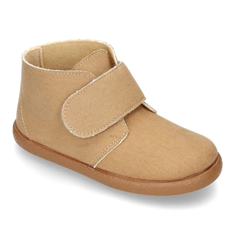 Botitas casual niño sin cordones en piel Serratex encerado.