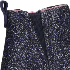 Botín niña con elástico y cremallera en piel GLITTER.