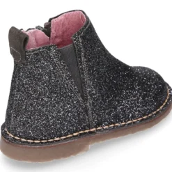 Botín niña con elástico y cremallera en piel GLITTER.
