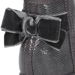 Botín niña con LAZO de terciopelo en Serratex estampado COBRA.