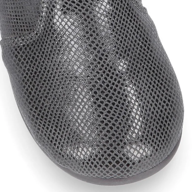 Botín niña con LAZO de terciopelo en Serratex estampado COBRA.