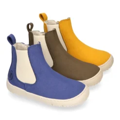 Botín niños BAREFOOT Okaa Flex con elástico y cremallera lateral.