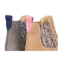 Botín niños con elástico en GLITTER MELANGE en piel serraje.