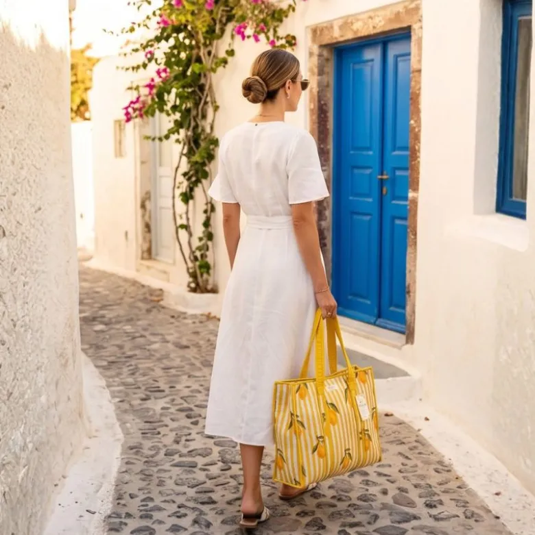 Colección Lemon Breeze Mediterráneo – Tote Bag + Neceseres Acolchados