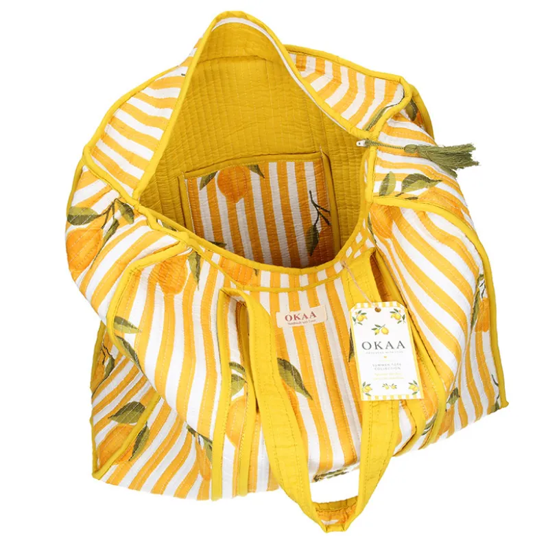 Colección Lemon Breeze Mediterráneo – Tote Bag + Neceseres Acolchados