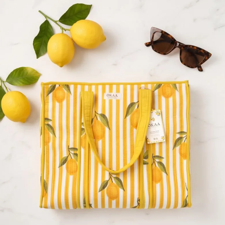 Colección Lemon Breeze Mediterráneo – Tote Bag + Neceseres Acolchados