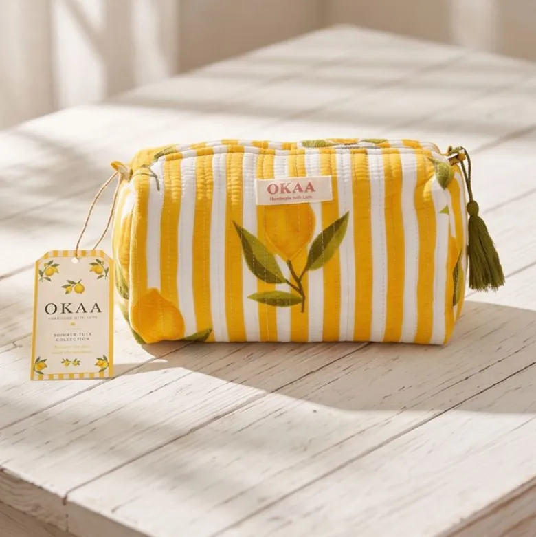 Colección Lemon Breeze Mediterráneo – Tote Bag + Neceseres Acolchados