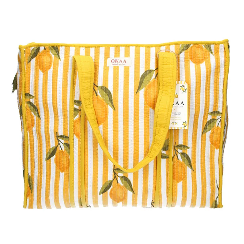 Colección Lemon Breeze Mediterráneo – Tote Bag + Neceseres Acolchados