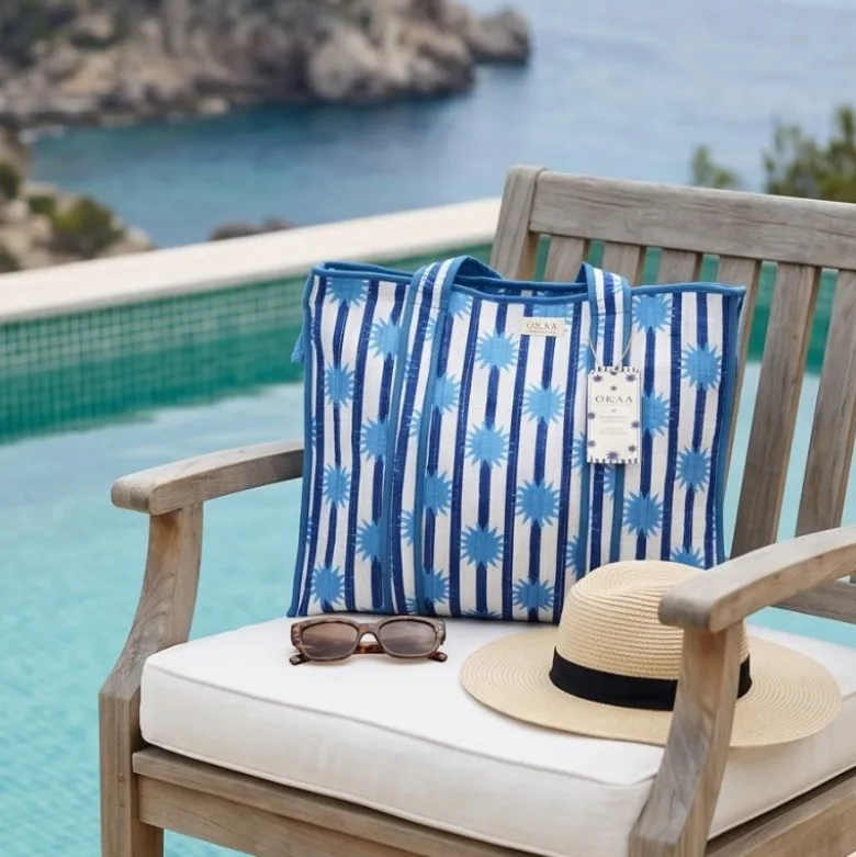 Colección Sunshine Blue Mediterráneo – Tote Bag + Neceseres Acolchados