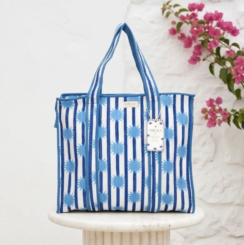 Colección Sunshine Blue Mediterráneo – Tote Bag + Neceseres Acolchados