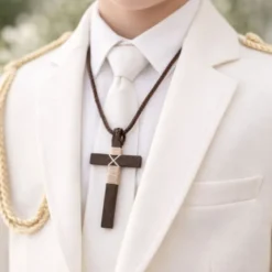 Cordón niño con Cruz de Madera para primera comunión.