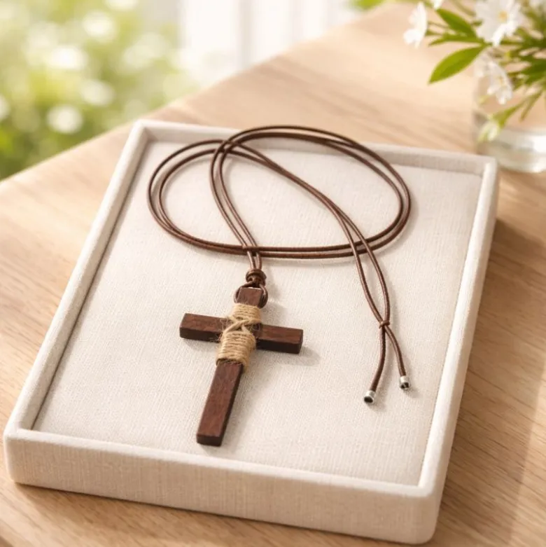 Cordón niño con Cruz de Madera para primera comunión.