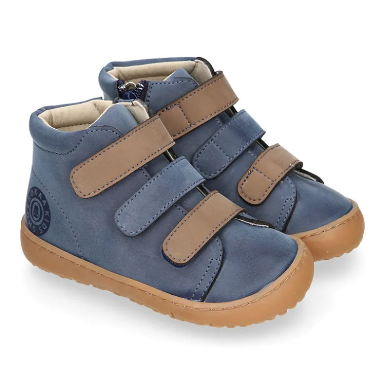 Deportiva alta niños BAREFOOT Okaa Flex sin cordones y cremallera.