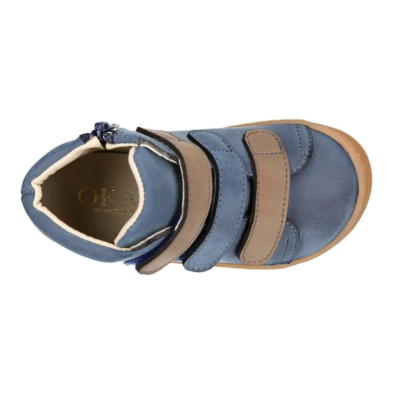 Deportiva alta niños BAREFOOT Okaa Flex sin cordones y cremallera.