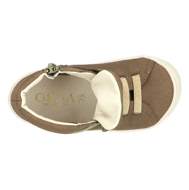 Deportiva alta niños BAREFOOT Okaa Flex con cordones elásticos y cremallera.