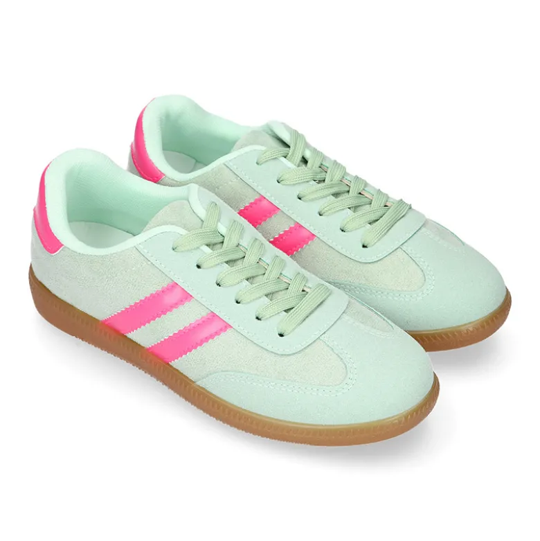 Deportiva moda mujer con cordones en color aguamarina.
