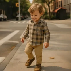 Deportiva niño BAREFOOT súper flexible en color topo