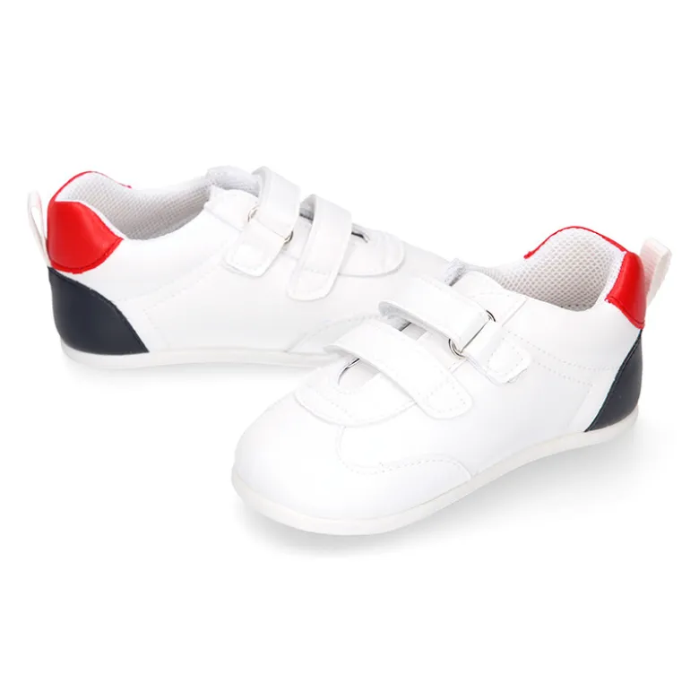 Deportiva niño OKAA FLEX sin cordones y drop cero en color Blanco.